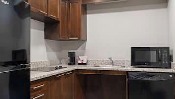Fridge, microwave, coffee/tea maker