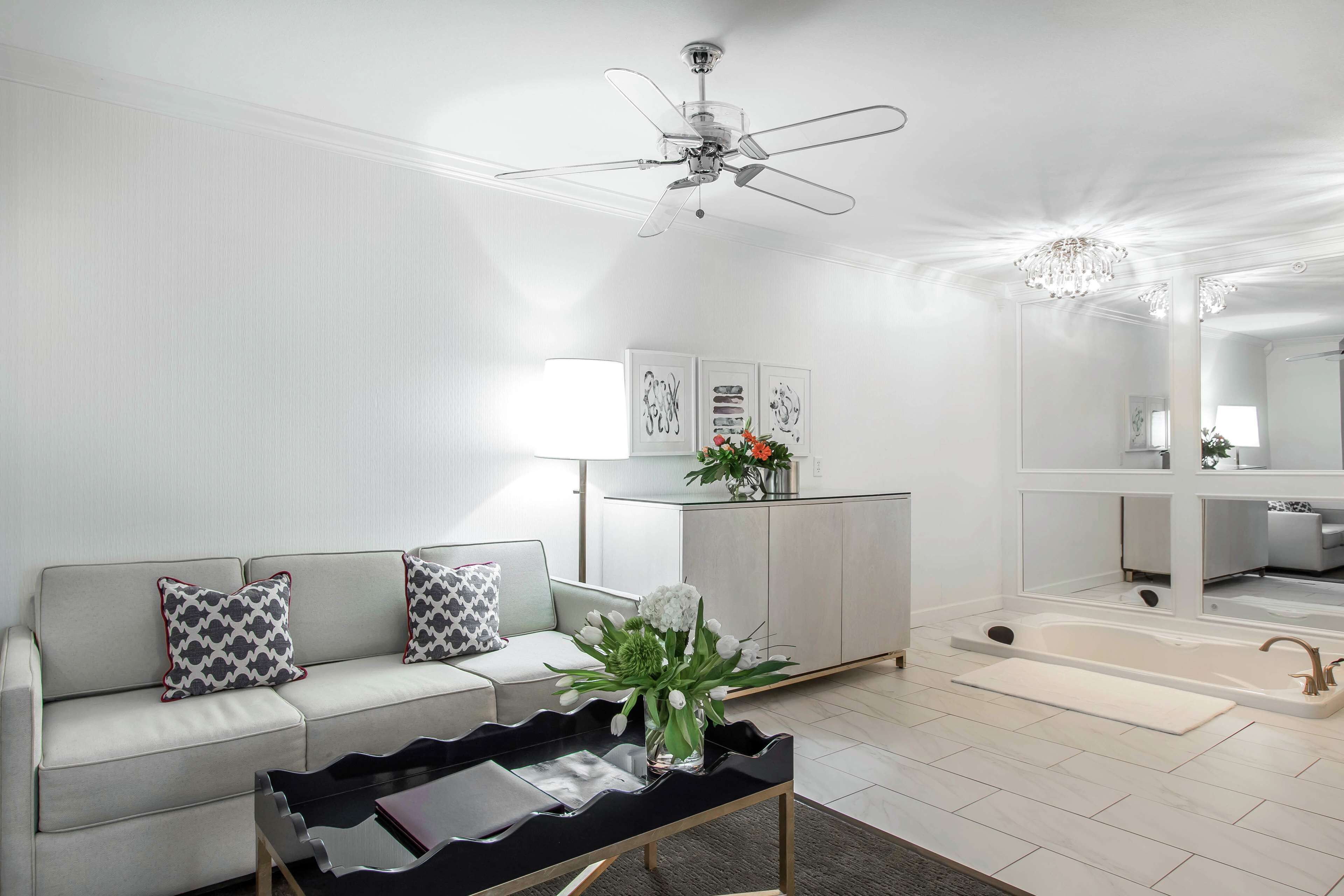 romantic suite, 1 king bed (whirlpool) | living area | led tv, netflix, streaming services