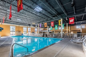 Indoor pool, open 9:00 AM to 10:00 PM, sun loungers