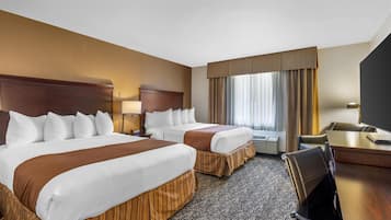 Standard Room, 2 Queen Beds, Non Smoking, Refrigerator & Microwave | Desk, laptop workspace, blackout curtains, iron/ironing board