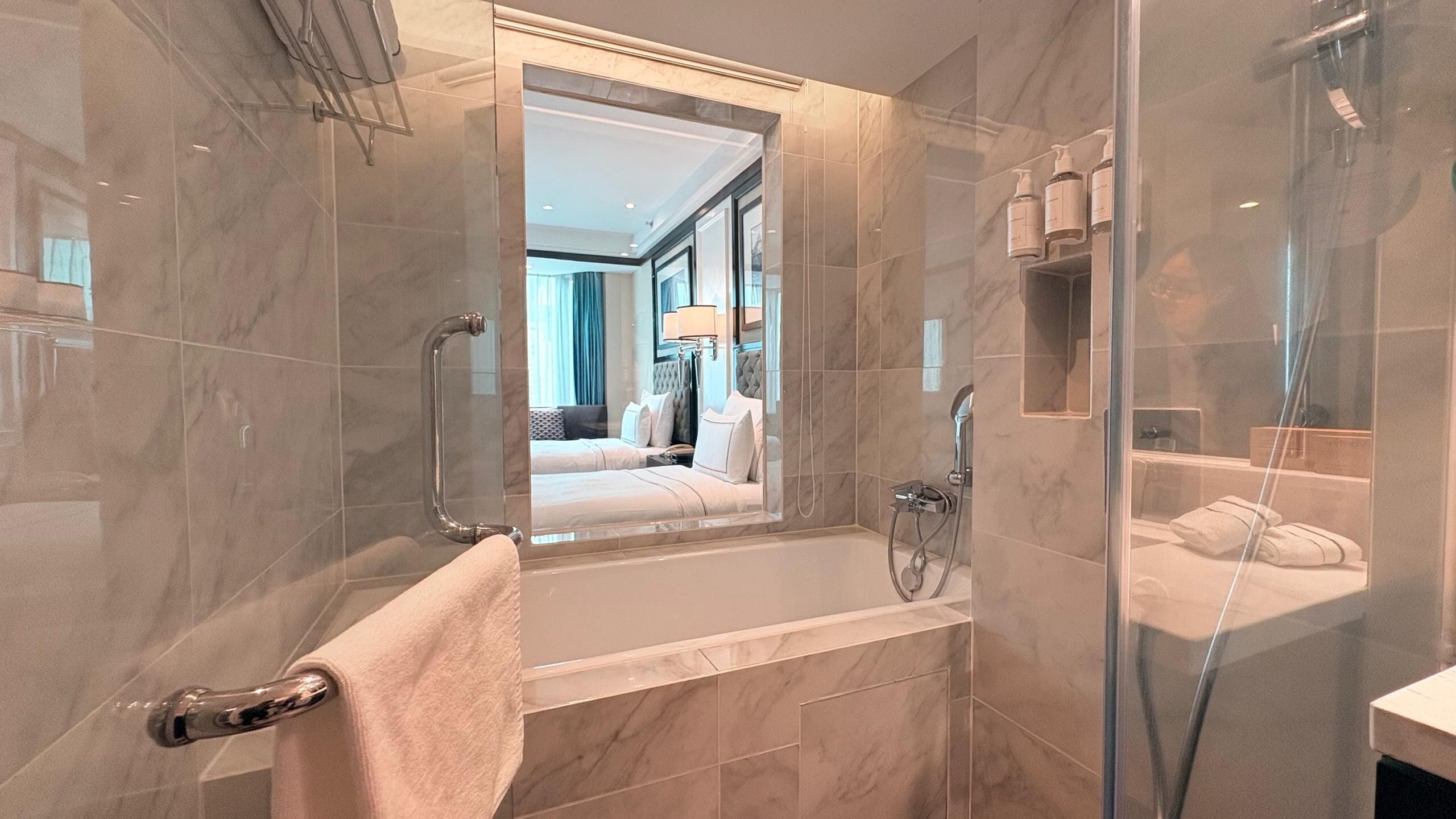 free toiletries, hair dryer, slippers, bidet