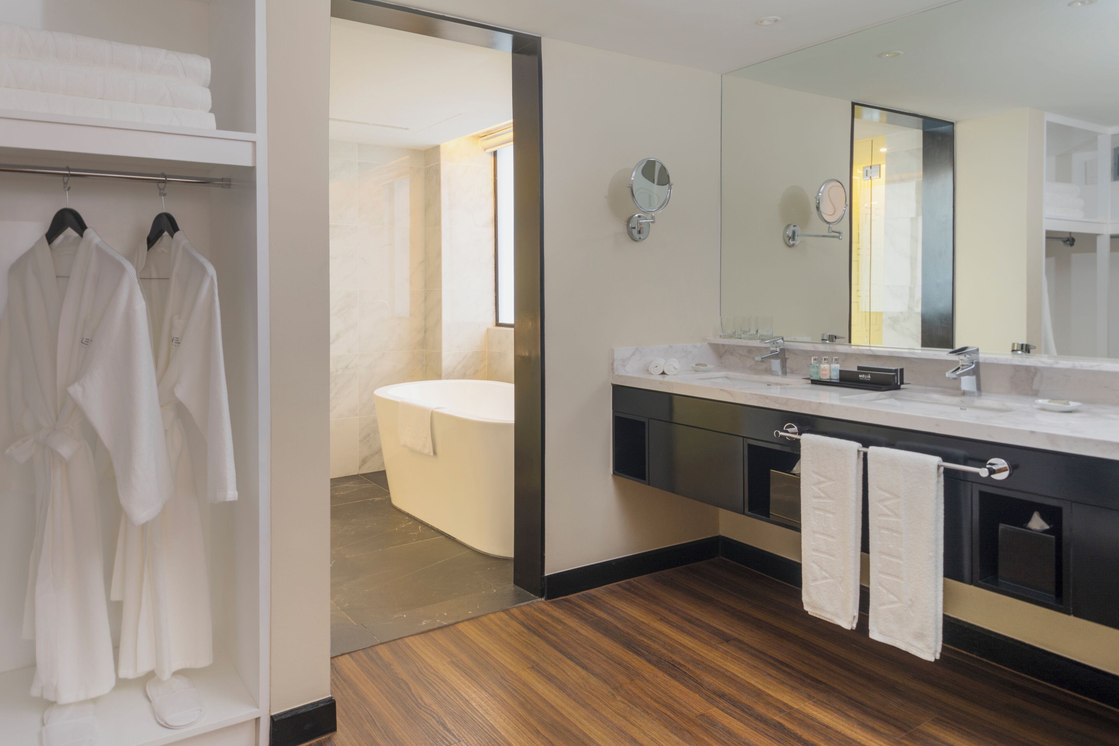 the level, suite | bathroom | free toiletries, hair dryer, slippers, bidet
