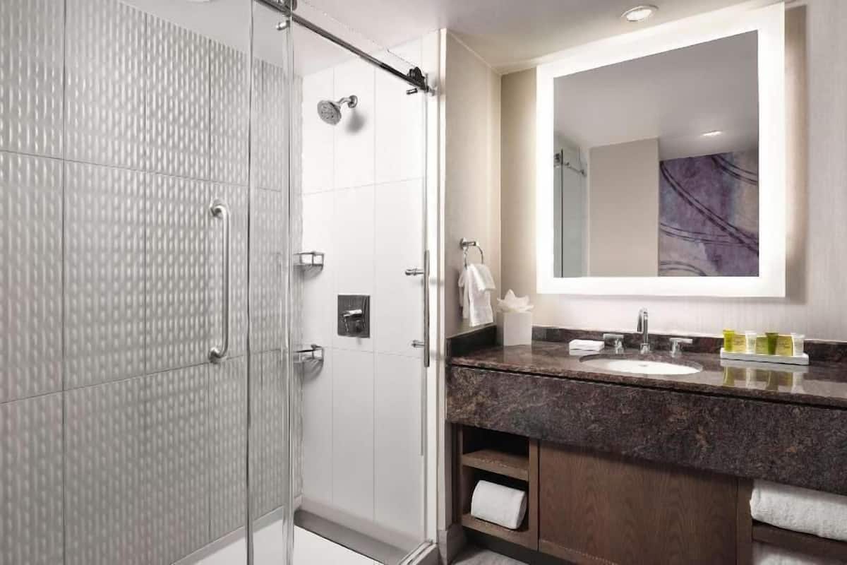 Bathroom | Combined shower/tub, eco-friendly toiletries, hair dryer, towels