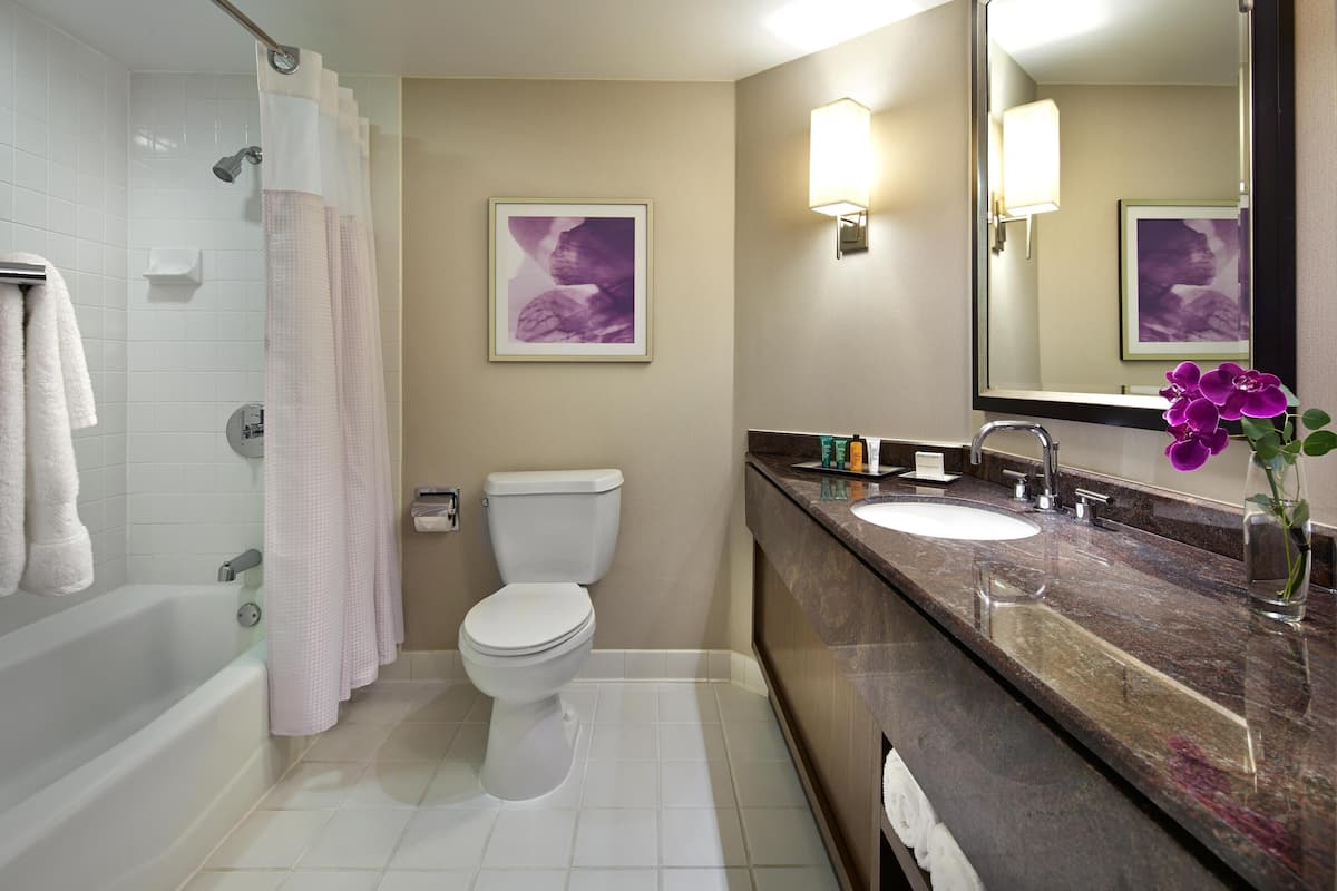 Quarto, 1 cama King, para não fumantes | Banheiro | Chuveiro/banheira combinados, produtos de toalete biodegradáveis