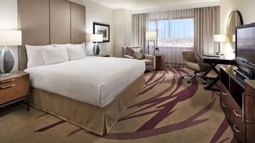 Hypo-allergenic bedding, down duvets, in-room safe, desk