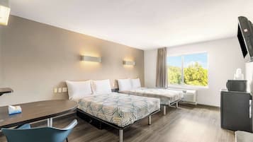 Standard Room, 2 Double Beds, Smoking | Desk, blackout drapes, iron/ironing board, free cribs/infant beds