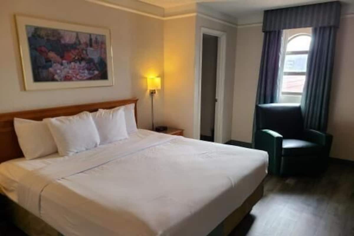 Premium bedding, desk, soundproofing, iron/ironing board