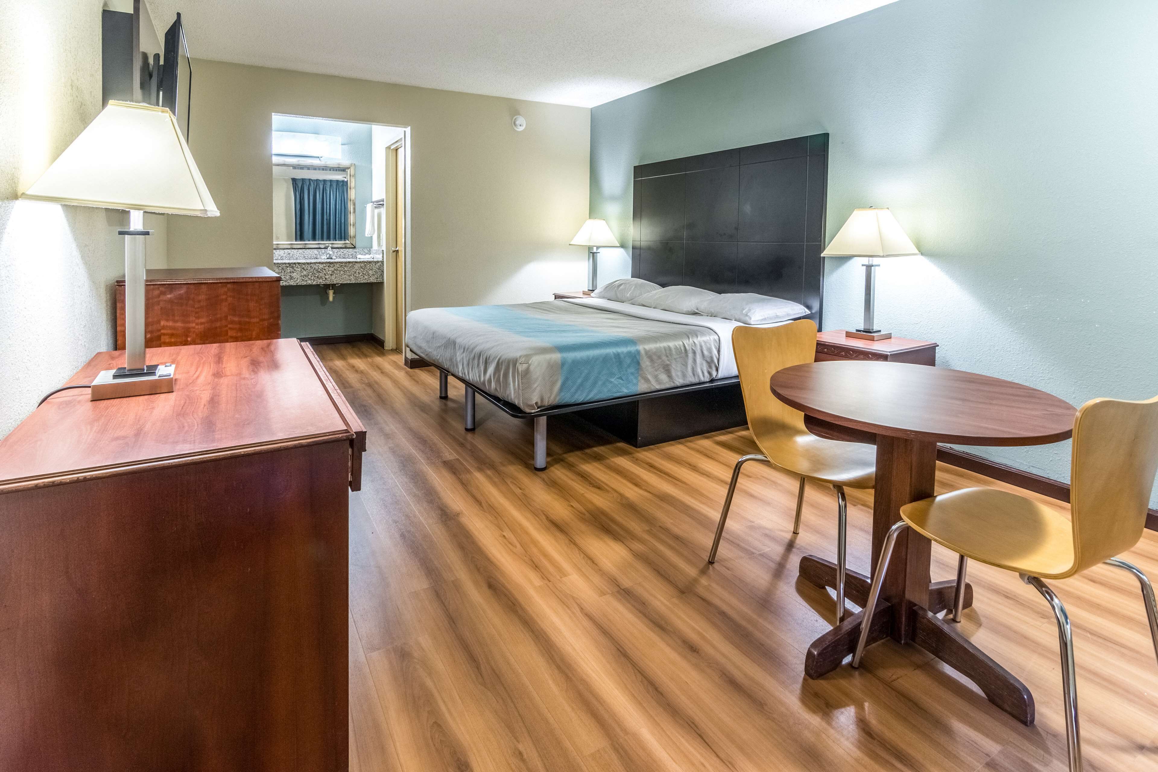 Desk, blackout curtains, free WiFi, bed sheets