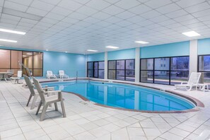 Indoor pool, open 9 AM to 9 PM, sun loungers