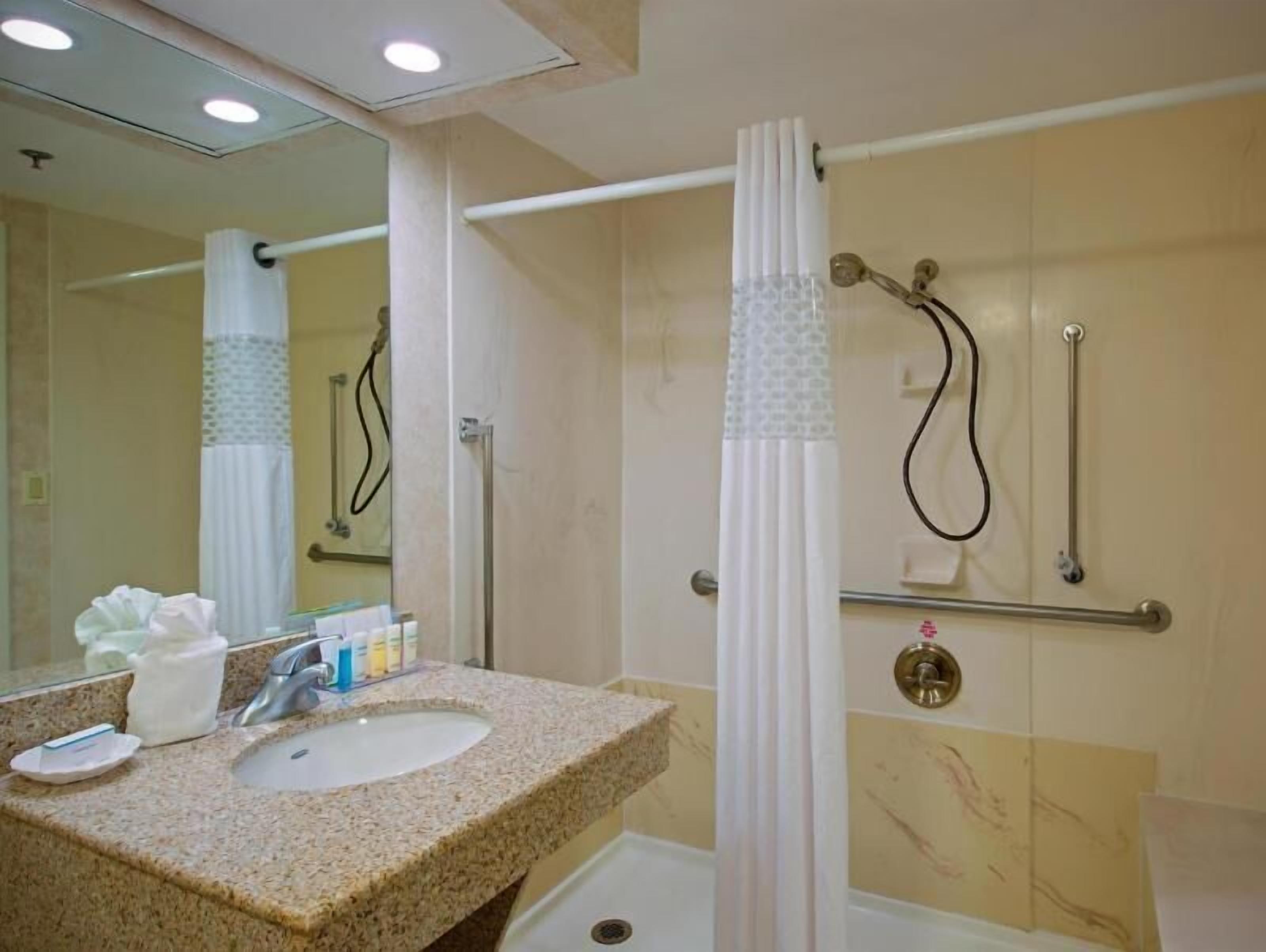 Bathroom | Combined shower/tub, free toiletries, hair dryer, towels