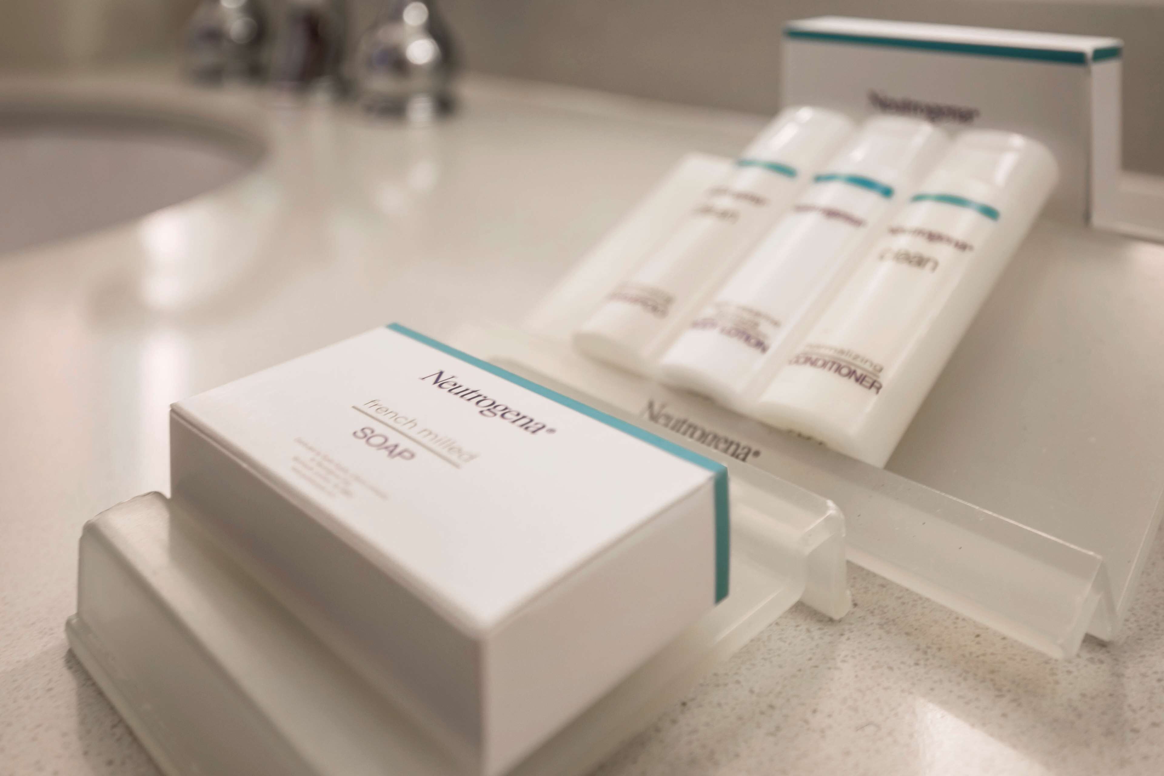 free toiletries, hair dryer, towels