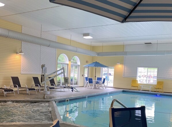 Indoor pool, pool umbrellas