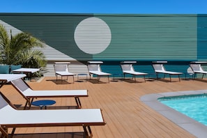 Outdoor pool, open 8:00 AM to 9:00 PM, sun loungers