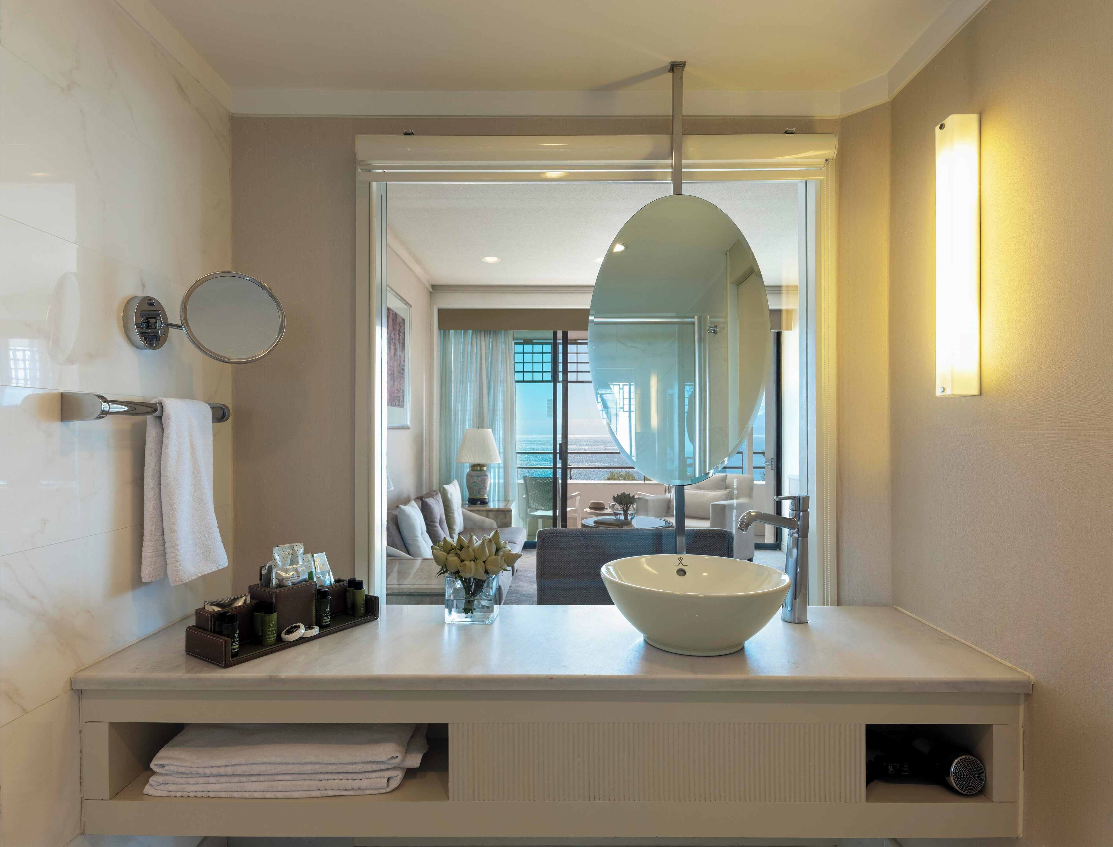junior suite, 1 king bed, sea view | bathroom | shower, rainfall showerhead, eco-friendly toiletries, hair dryer