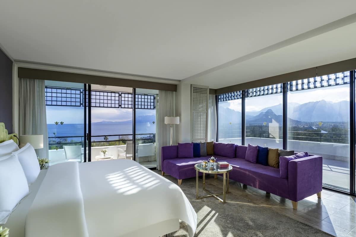 Deluxe Terrace Suite, Sea View, King Bed, Two Sofas | Premium bedding, minibar, in-room safe, blackout drapes