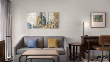 Premium bedding, down duvets, in-room safe, desk