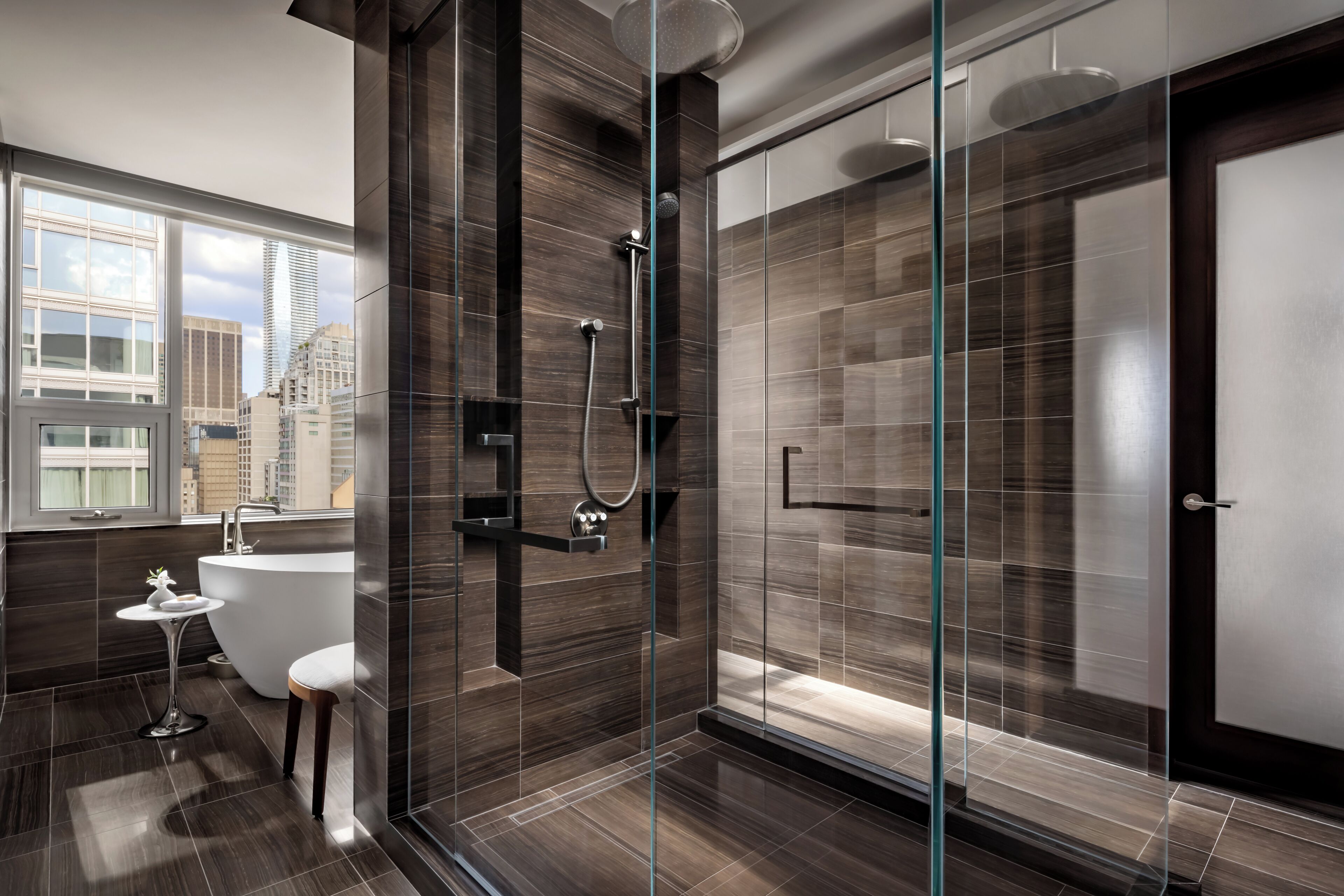Presidential Suite | Bathroom | Shower, rainfall showerhead, designer toiletries, hair dryer