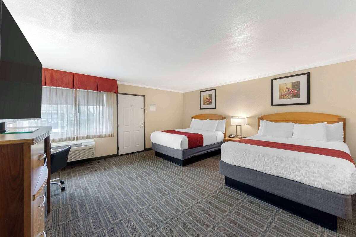 standard room, 2 queen beds, non smoking, refrigerator & microwave | premium bedding, in-room safe, individually furnished, desk