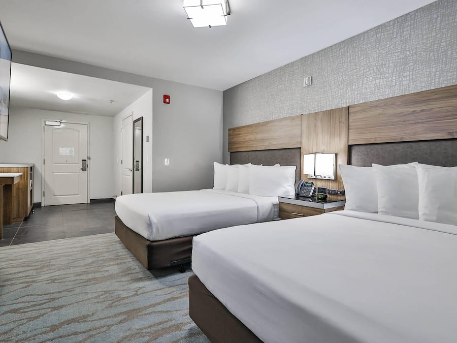 Hypo-allergenic bedding, desk, laptop workspace, iron/ironing board