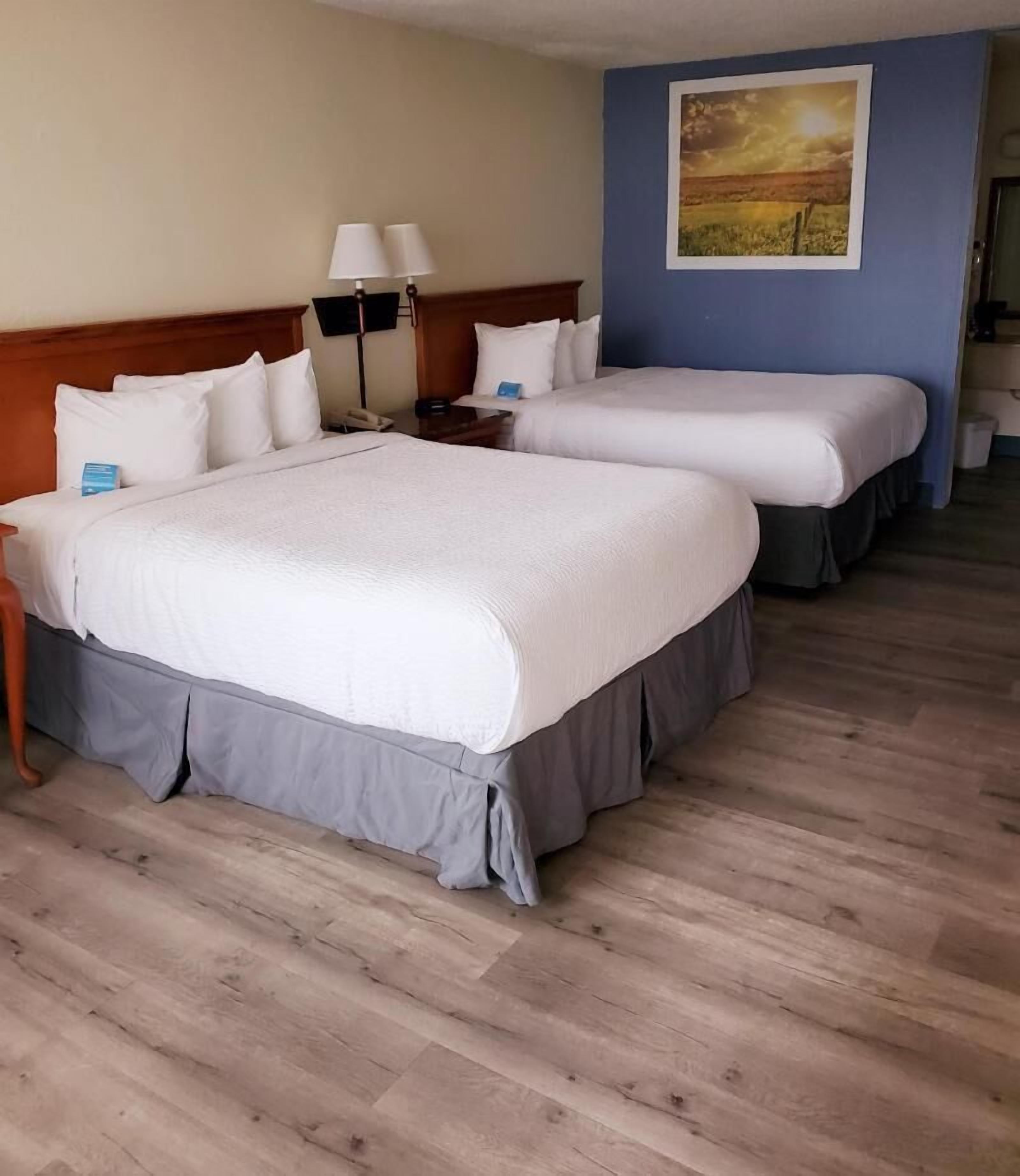 Ropa de cama de alta calidad y espacio para trabajar con laptop 