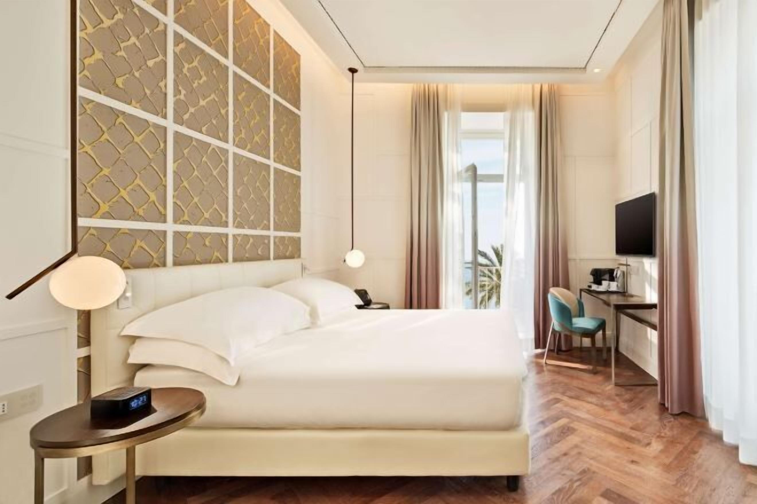 Premium bedding, down comforters, memory foam beds, minibar