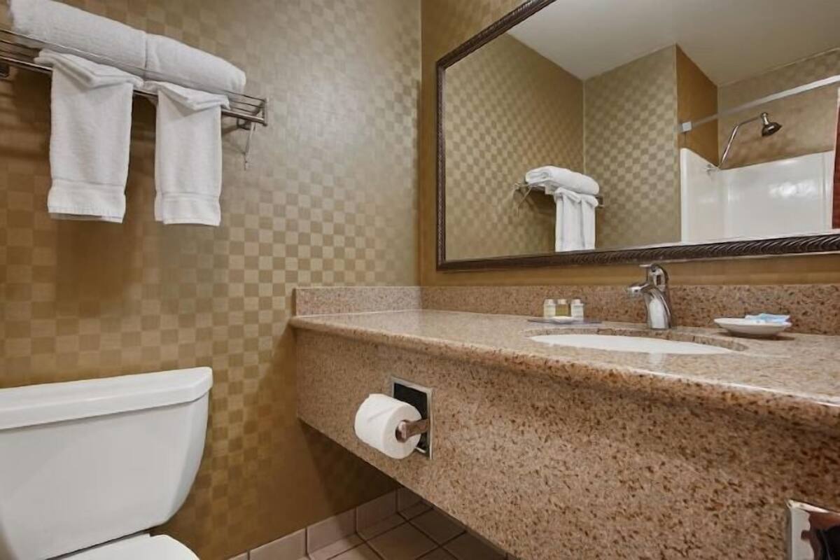Bathroom | Combined shower/tub, free toiletries, hair dryer, towels