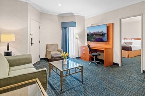 Suite, Multiple Beds, Non Smoking (Living Room;Walk-in Shower) | Living area | 55-inch flat-screen TV with cable channels, TV