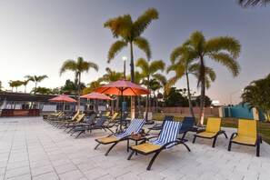 Outdoor pool, pool umbrellas