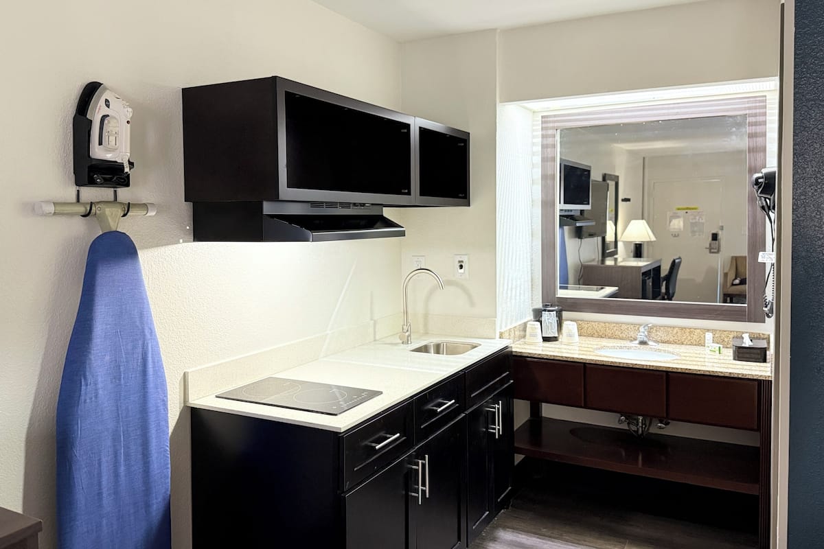 Fridge, microwave, coffee/tea maker