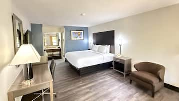 Desk, blackout drapes, iron/ironing board, free WiFi