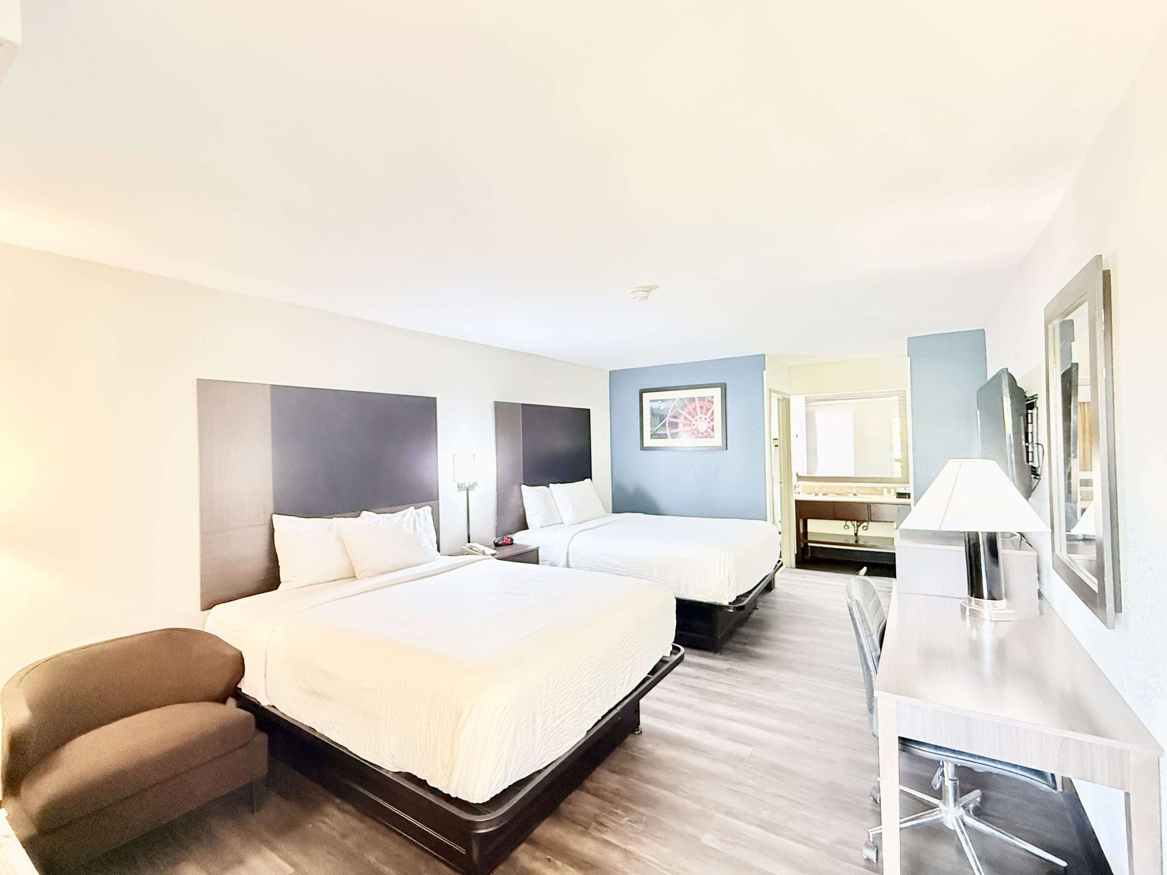 Desk, blackout drapes, iron/ironing board, free WiFi