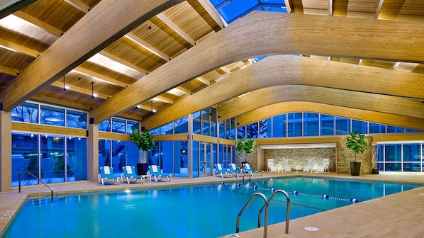 Indoor pool, open 7:00 AM to 10:00 PM, pool loungers