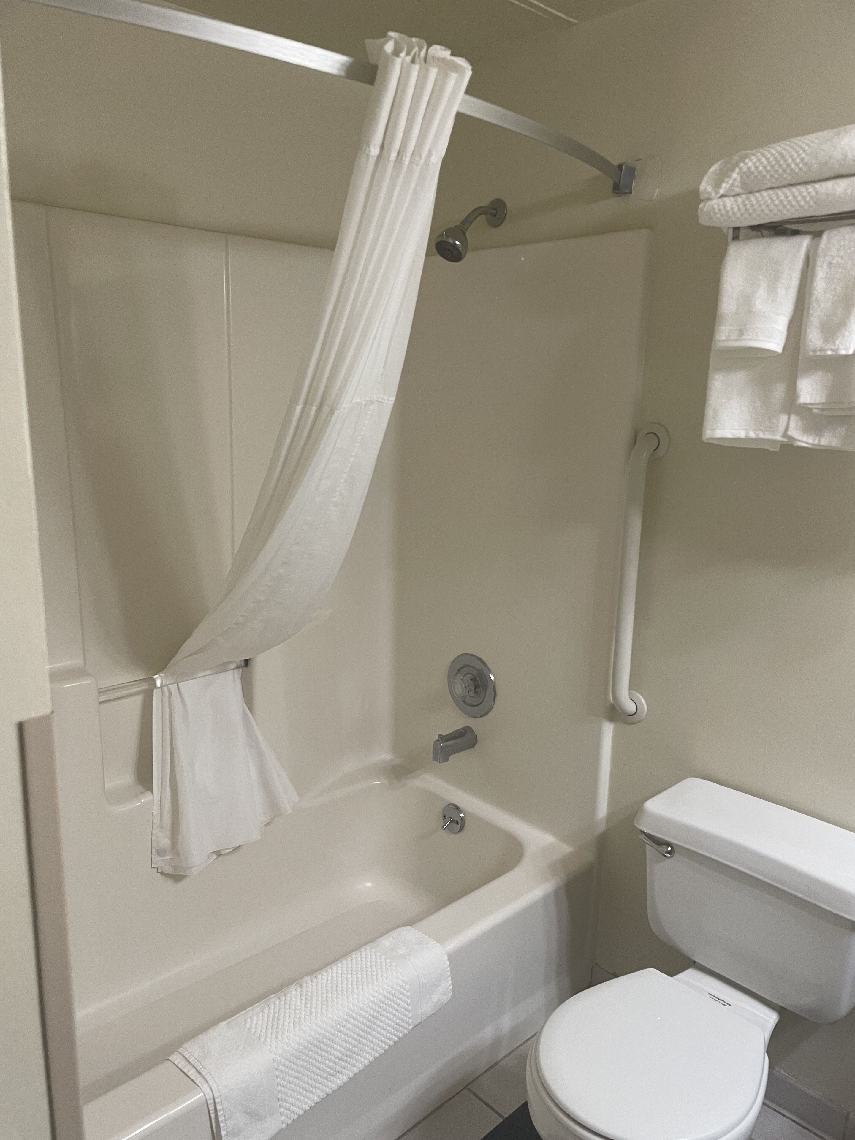 free toiletries, hair dryer, towels