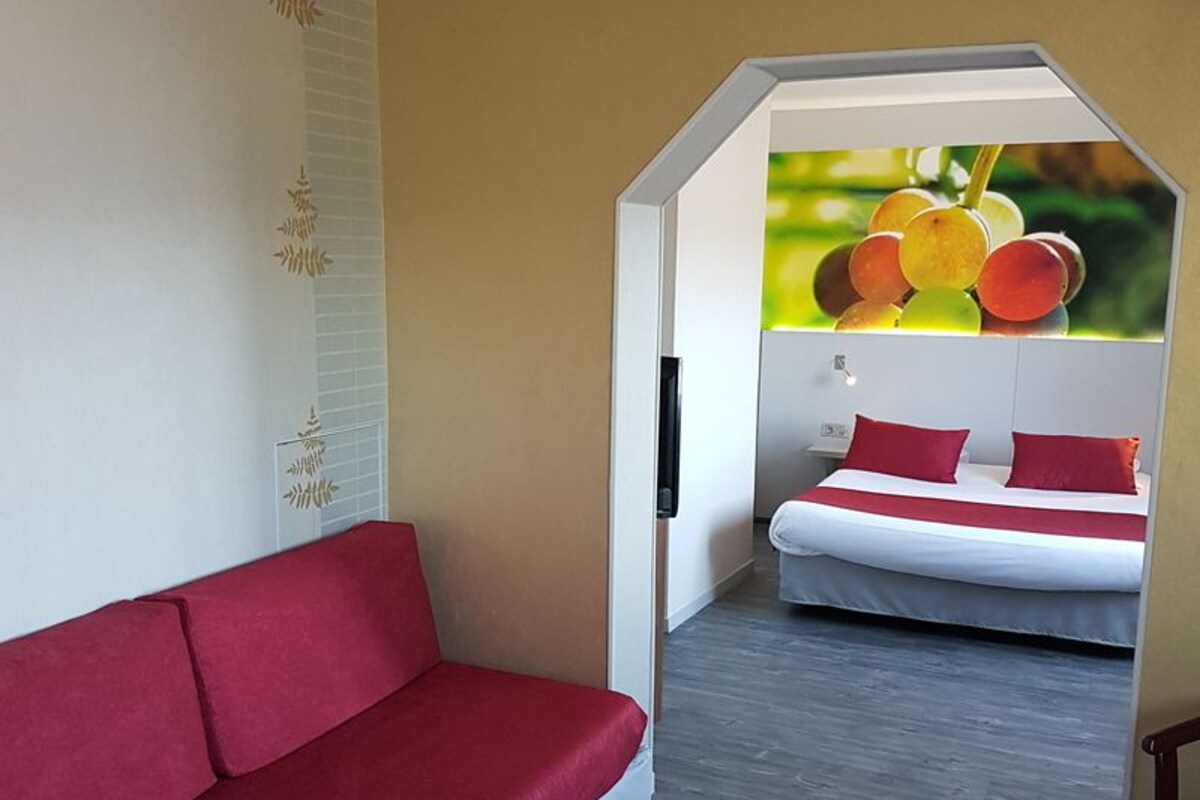 Desk, blackout drapes, cribs (free), WiFi (free)