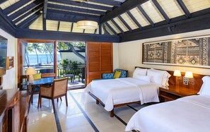 Room, 2 Double Beds, Oceanfront | Premium bedding, in-room safe, individually decorated, desk