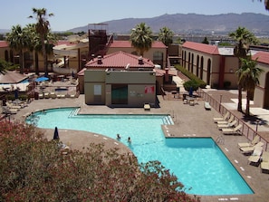 Outdoor pool, pool loungers