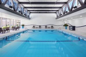 Indoor pool, open 6:00 AM to 10:00 PM, sun loungers