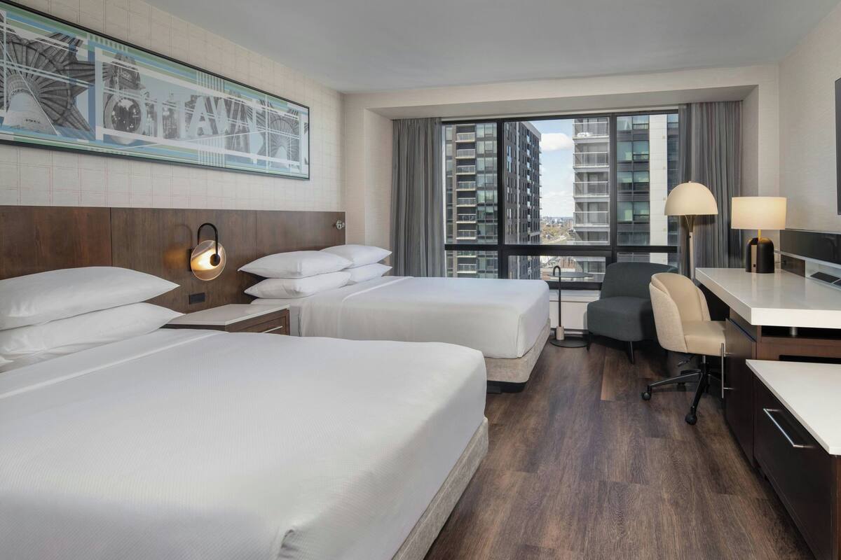 Club Room, 2 Double Beds | Pillow-top beds, in-room safe, desk, laptop workspace