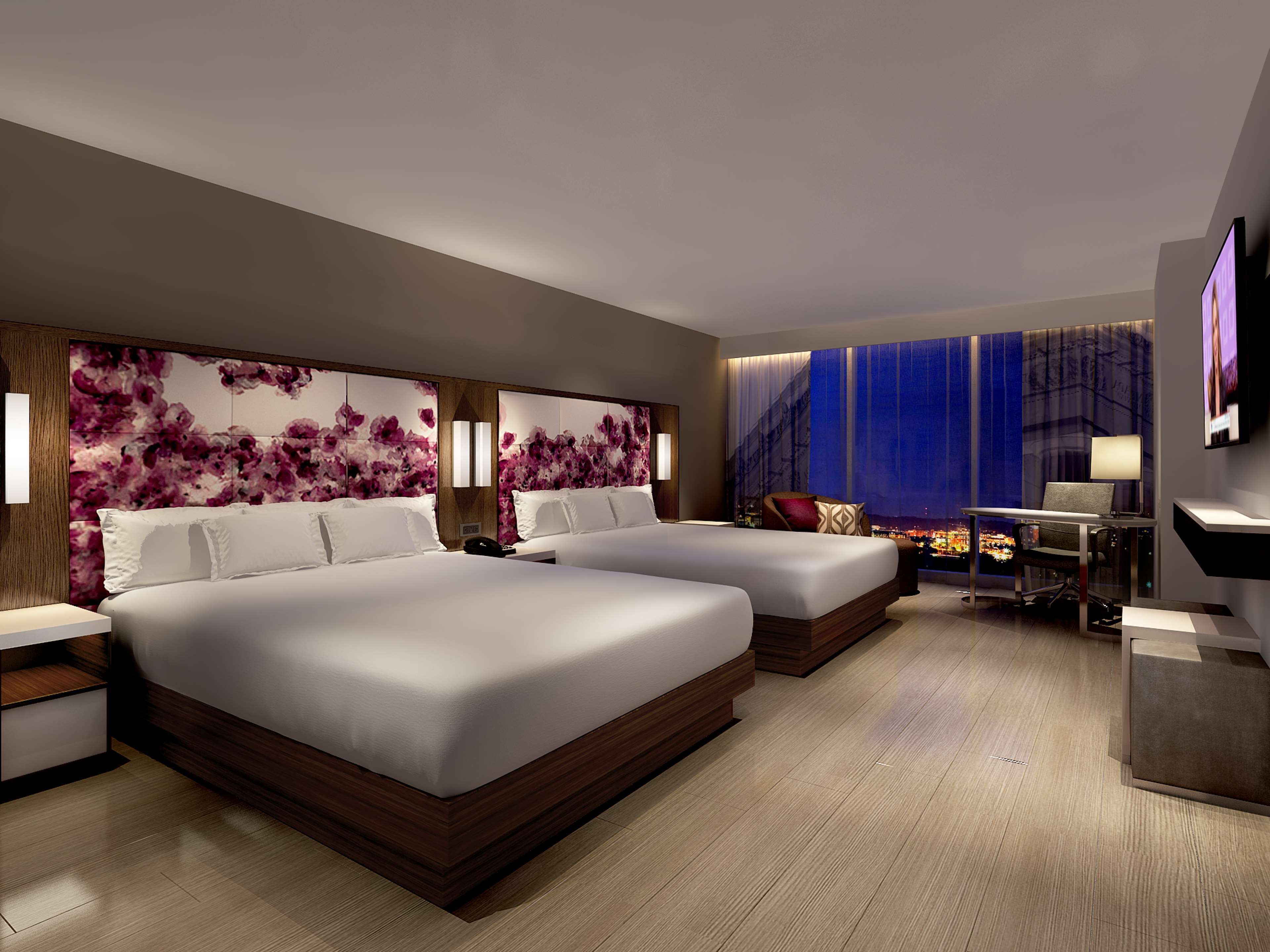 2 king beds deluxe pool view | premium bedding, in-room safe, desk, laptop workspace