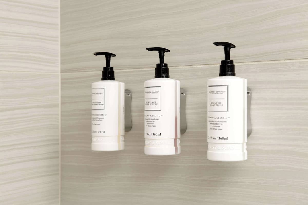 designer toiletries, towels