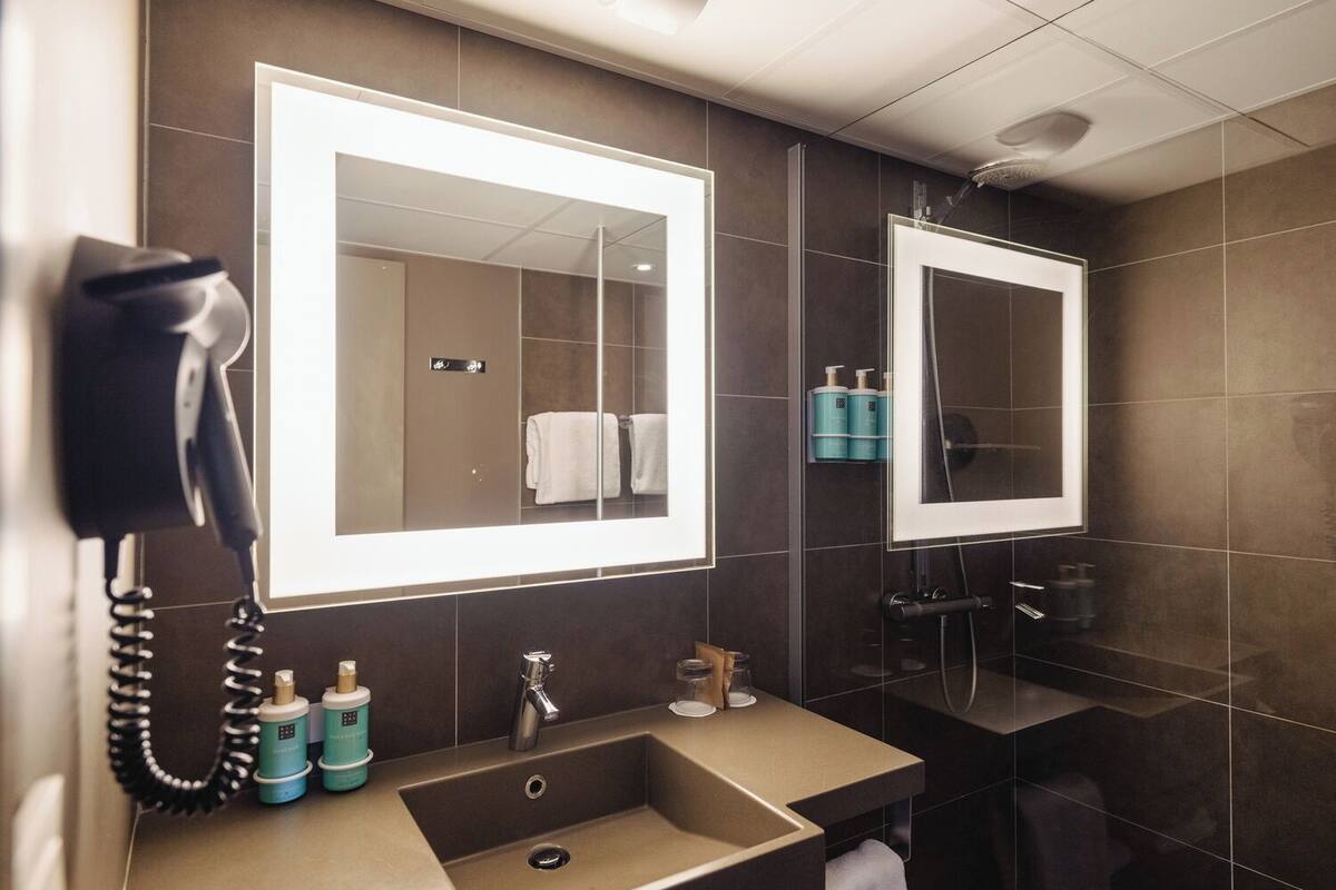 executive double room, 1 double bed | bathroom | eco-friendly toiletries, hair dryer, towels