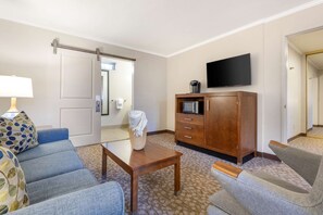 Suite, 1 King Bed, Accessible, Non Smoking (Walk-in Shower;with Sofabed) | In-room safe, desk, laptop workspace, blackout curtains