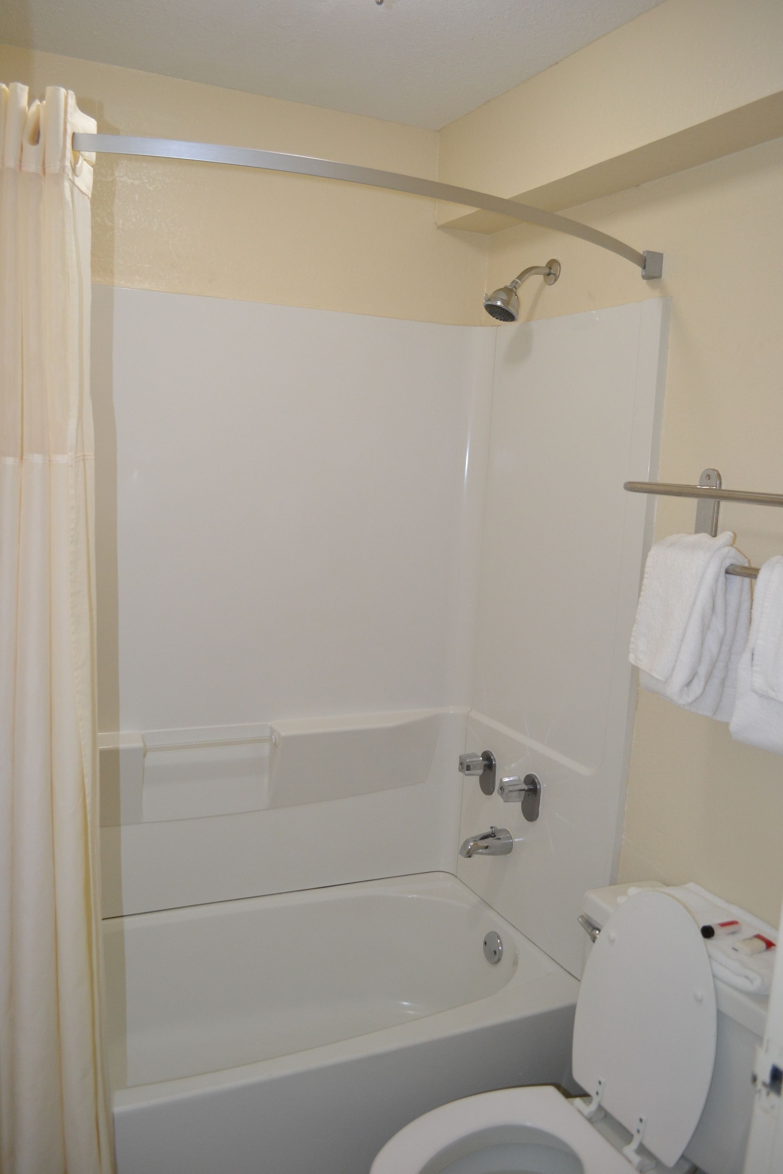 Une salle de bain avec une baignoire, des toilettes et une douche.