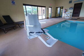 Indoor pool, open 8:00 AM to 11:00 PM, sun loungers