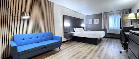 King Bed, Suite, 1- Sofa | Premium bedding, desk, laptop workspace, iron/ironing board