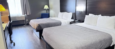 Standard Room, 2 Queen Beds, Non Smoking | Premium bedding, desk, laptop workspace, iron/ironing board