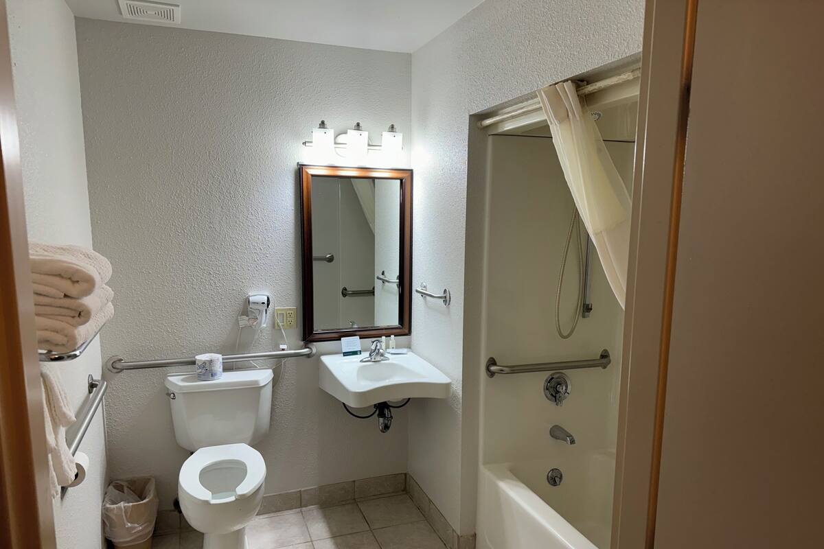 room, 2 queen beds, non smoking | bathroom | hair dryer