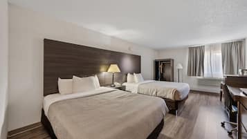 2 Queen Beds, Microwave, Refrigerator, Non Smoking. | Premium bedding, desk, laptop workspace, iron/ironing board