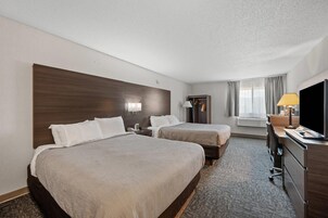 2 Queen Beds, Microwave, Refrigerator, Non Smoking. | Premium bedding, desk, laptop workspace, iron/ironing board