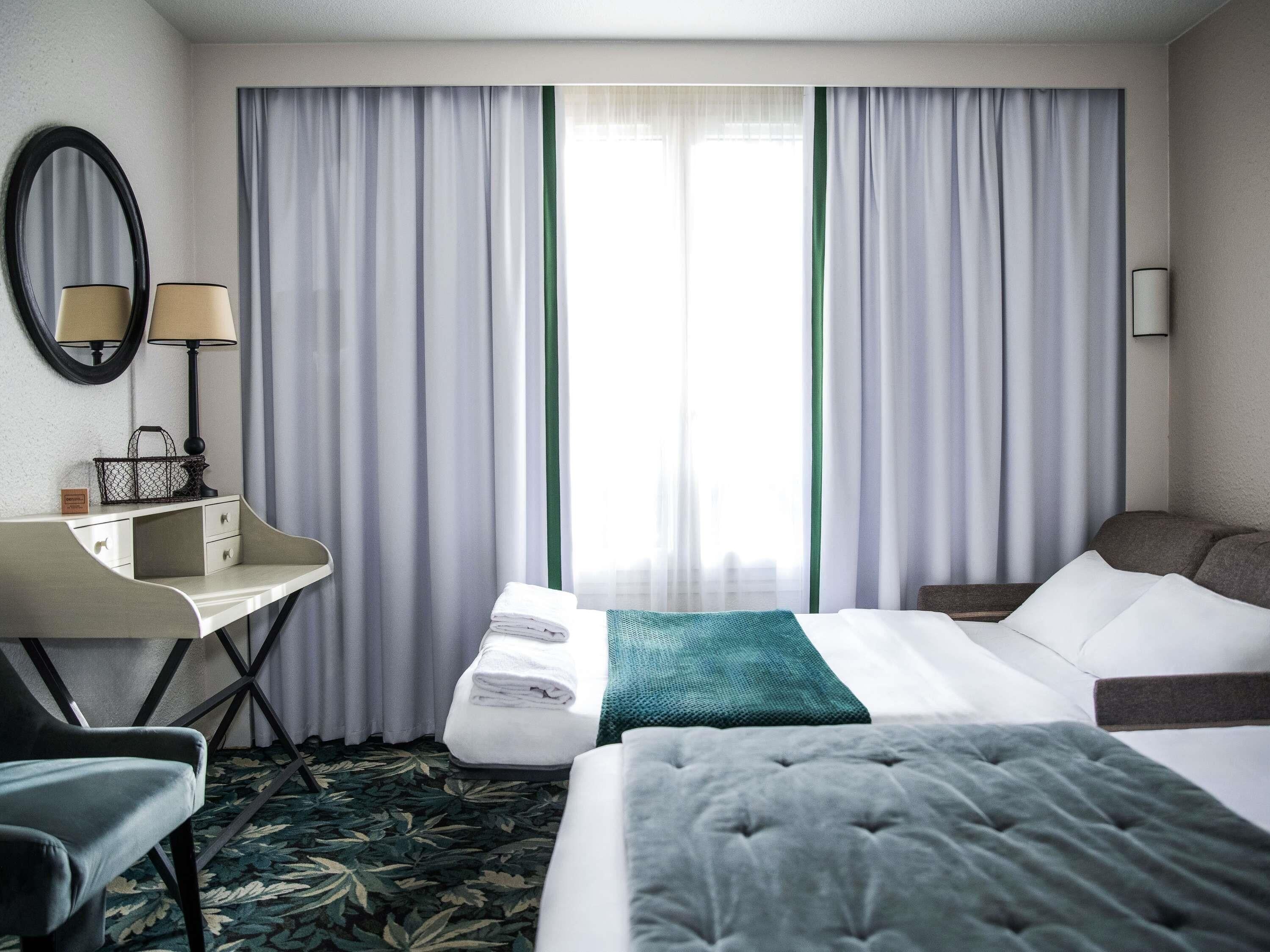 In-room safe, desk, laptop workspace, blackout curtains